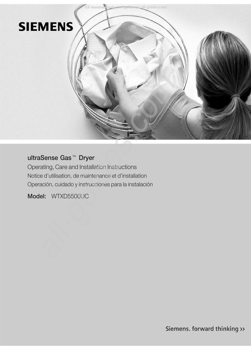 Siemens ultraSense WTXD5500UC Installation guide