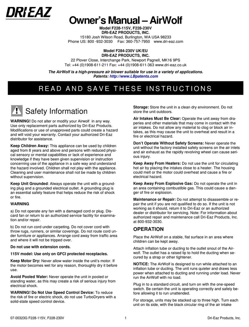 Drieaz AirWolf F228-115V owner's manual