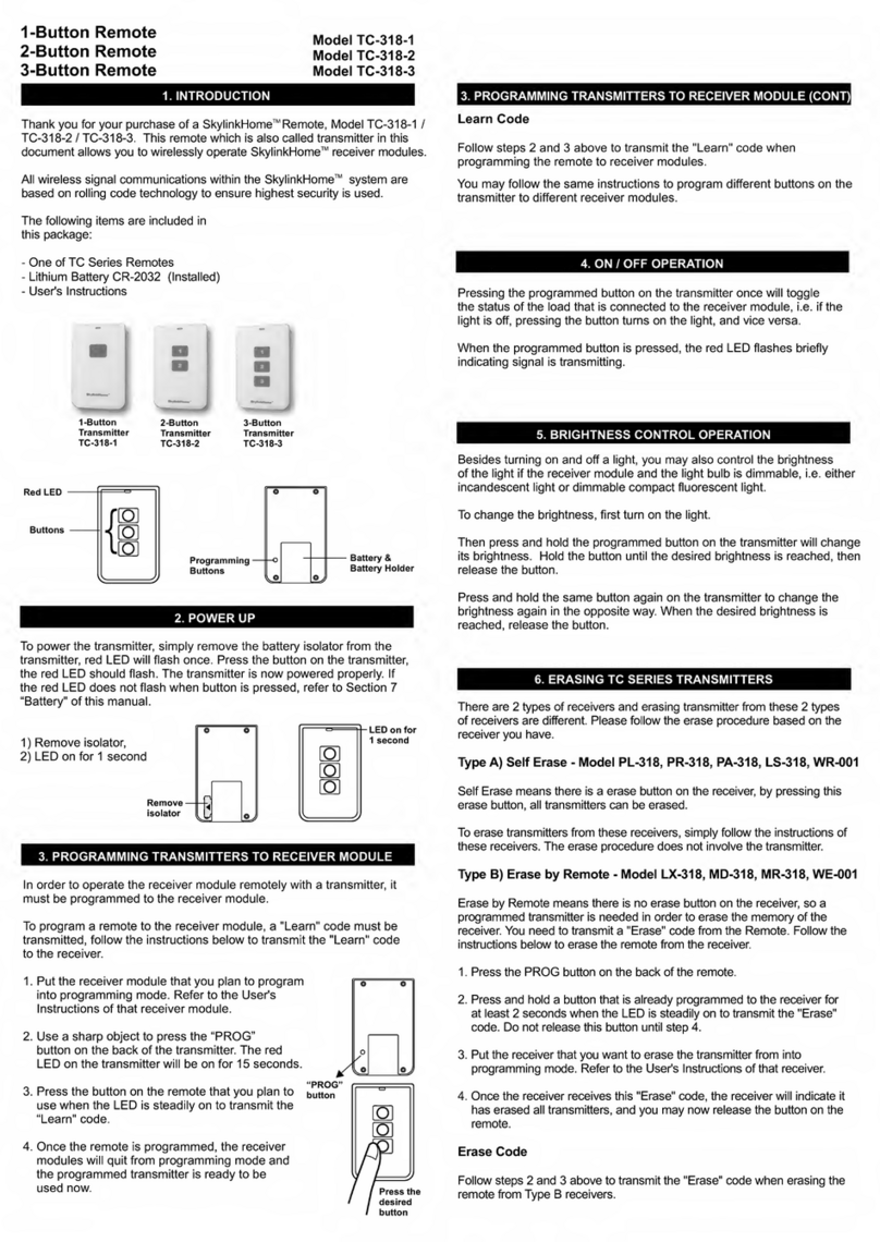 SkyLink SkylinkHome TC-318-1 User manual