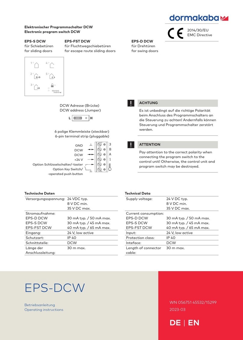 Dormakaba EPS DCW Series operating instructions