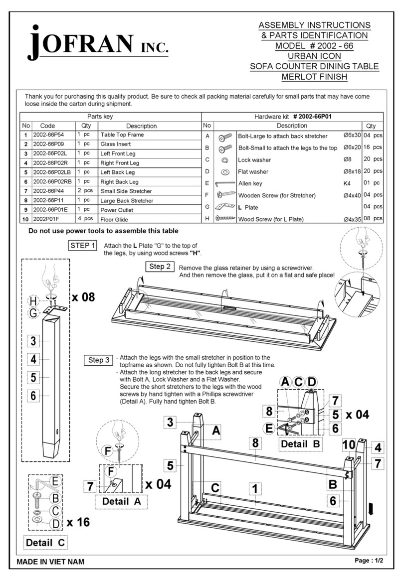 Jofran 2002-66 User manual Jofran 2002-66 User manual