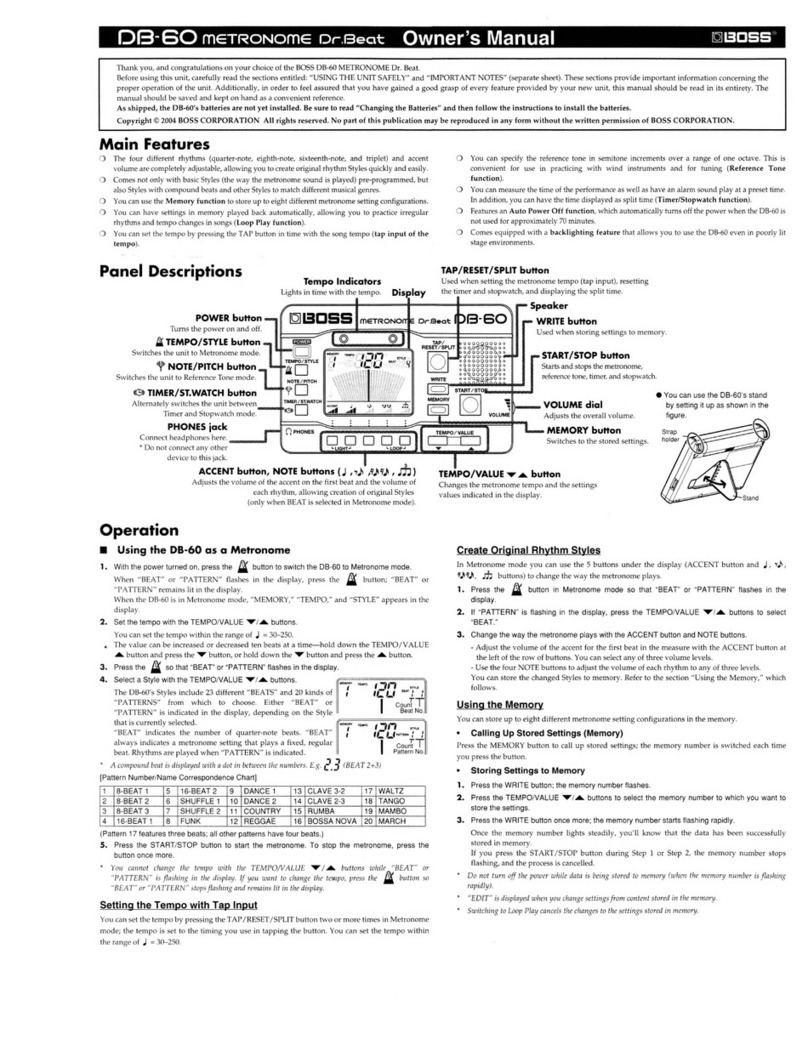BOSSCO METRONOME Dr.Beat DB-60 User manual