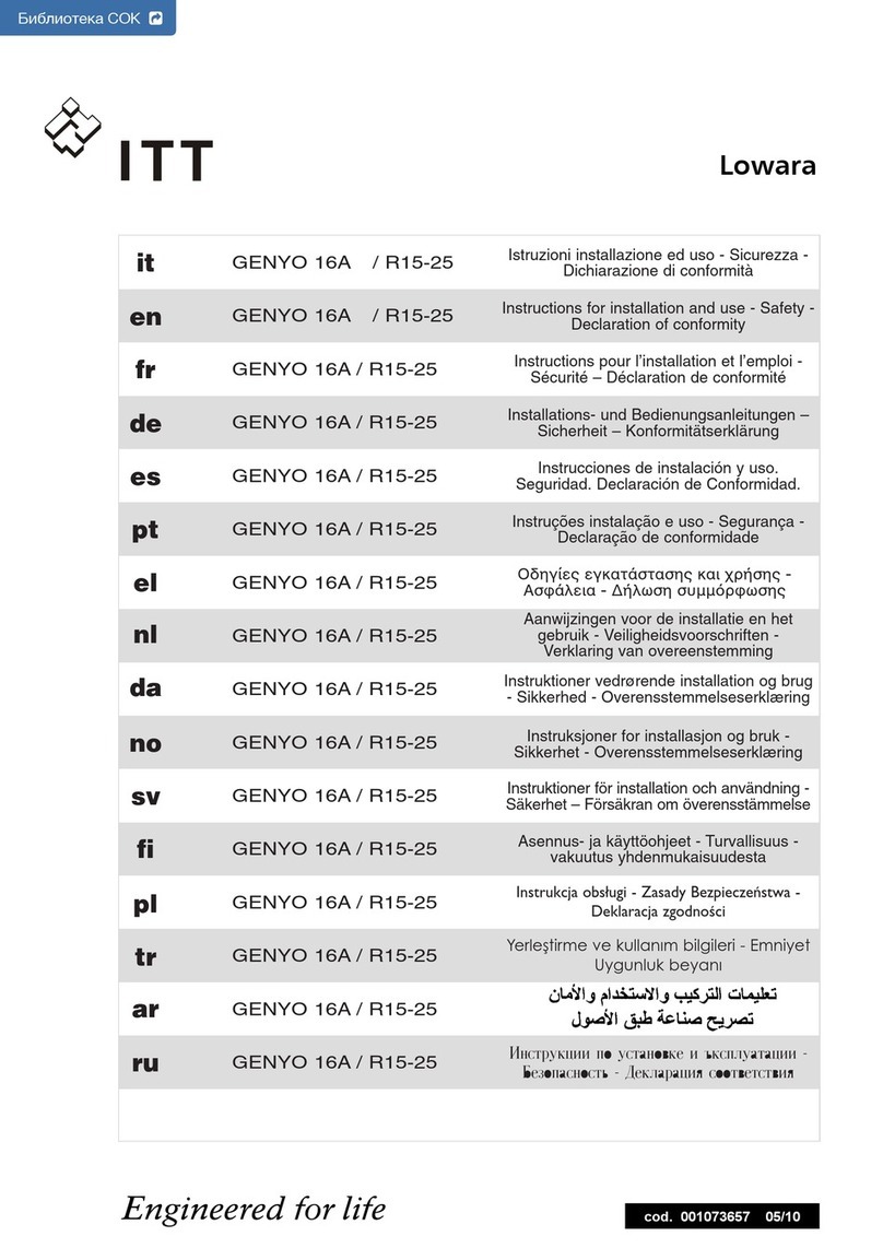 ITT Lowara GENYO 16A / R15-25 Instructions for installation and use ITT Lowara GENYO 16A / R15-25 Instructions for installation and use
