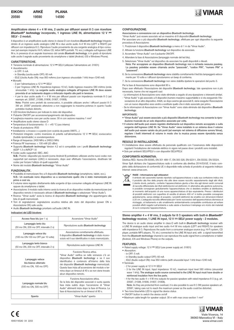 Vimar EIKON 20590 User manual