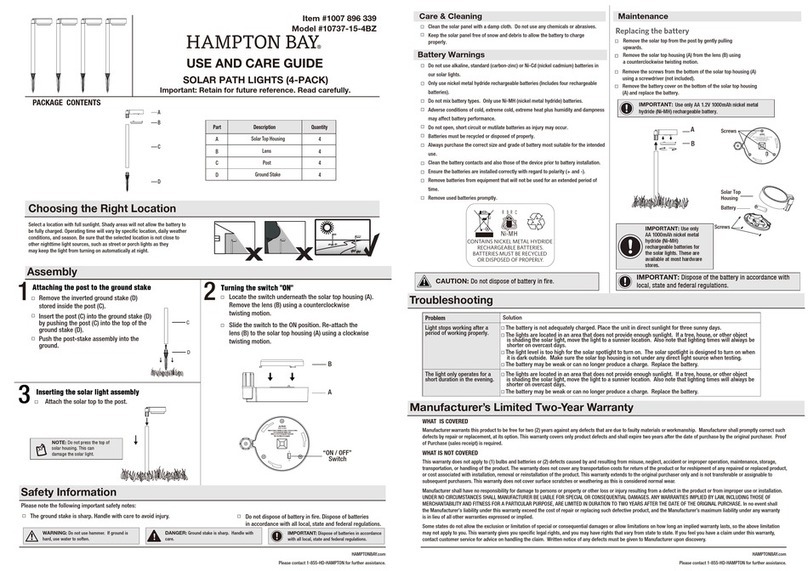 HAMPTON BAY 10737-15-4BZ User manual