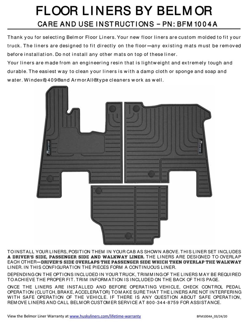 HUSKY LINERS BELMOR BFM1004A Care and use instructions