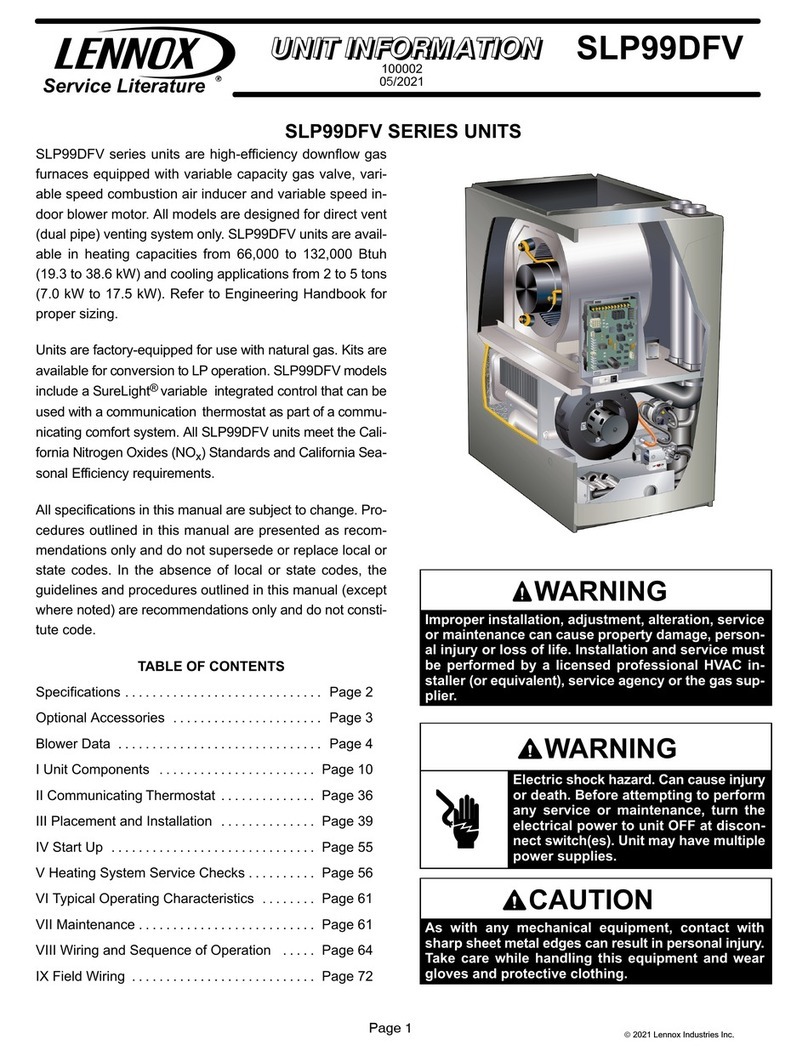 Lennox SLP99DF070XV36B Installation and operation manual Lennox SLP99DF070XV36B Installation and operation manual