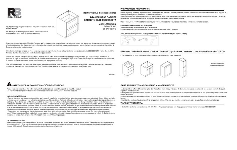 Reliabilt LS-SW-DB30-2 manual