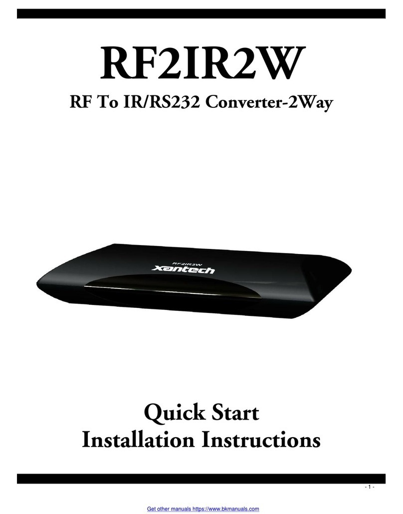 Xantech RF2IR2W quick start Xantech RF2IR2W quick start