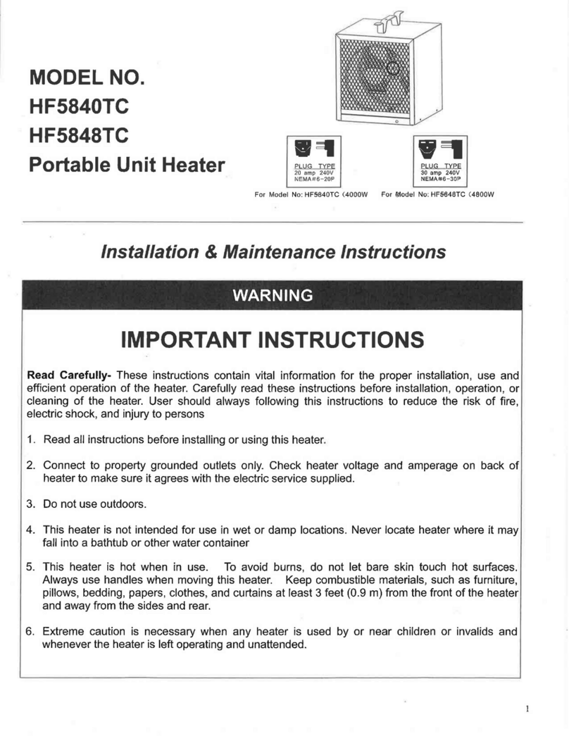 TPI Corporation HF5840TC Installation & maintenance instructions TPI Corporation HF5840TC Installation & maintenance instructions