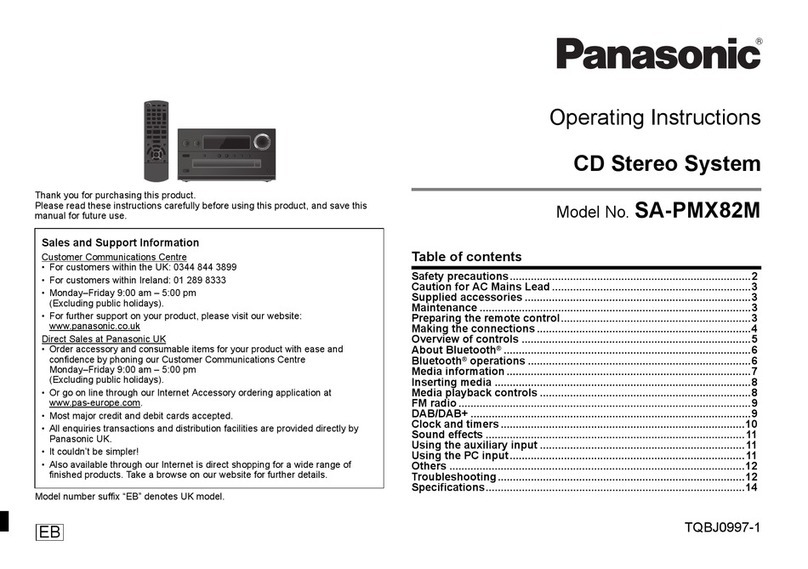 Panasonic SA-PMX82M operating instructions