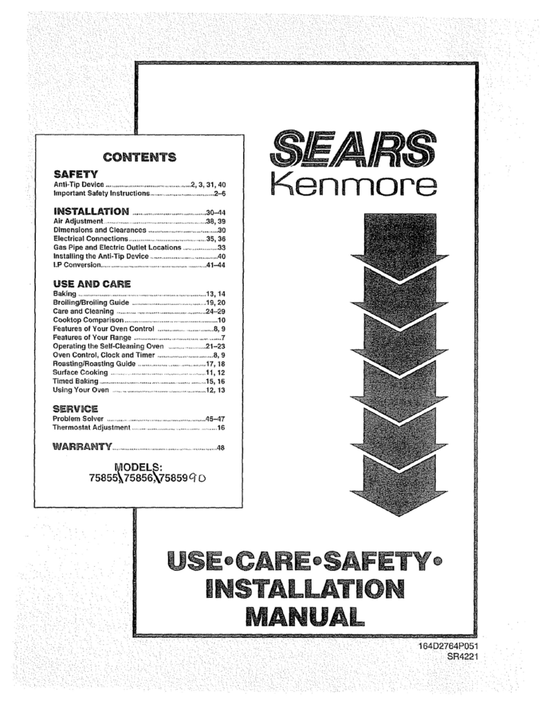 Sears Kenmore 75855 installation manual