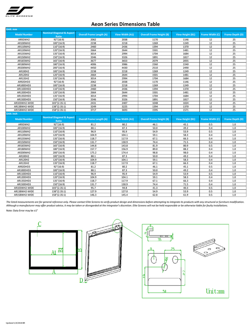 Elite Screens Aeon CineGrey 3D AR150H-AT User manual