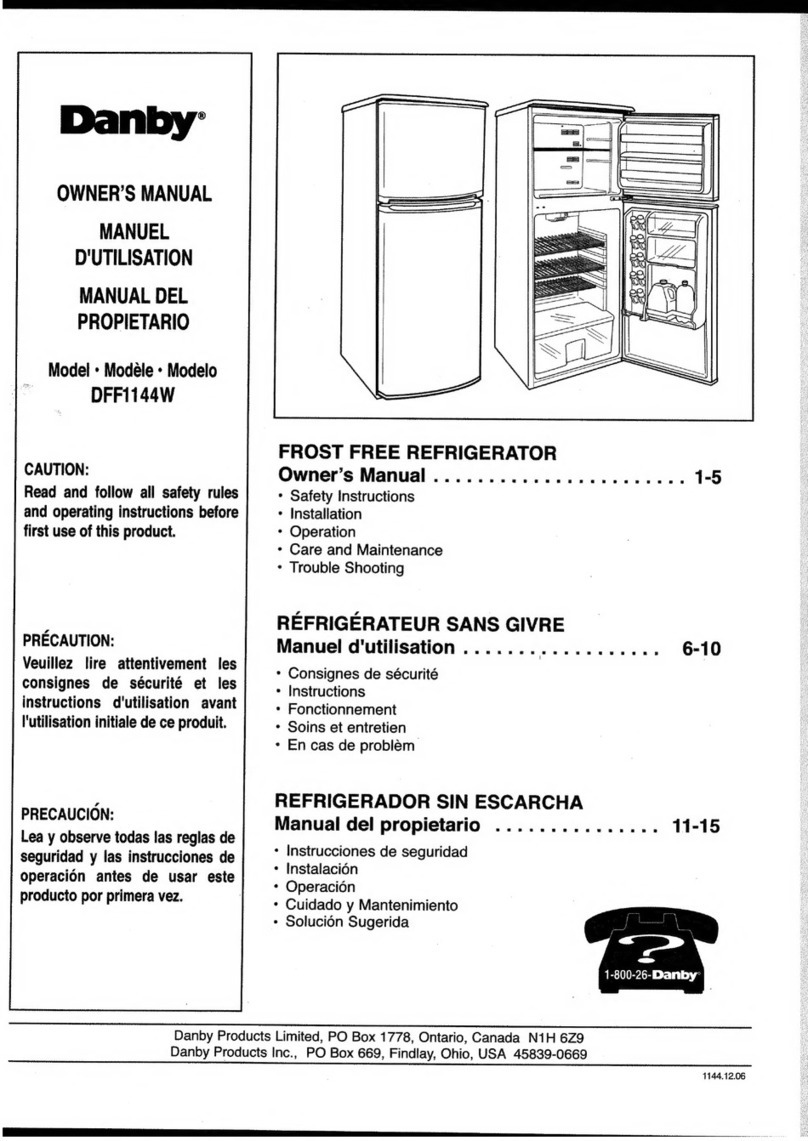 Danby DFF1144W User manual