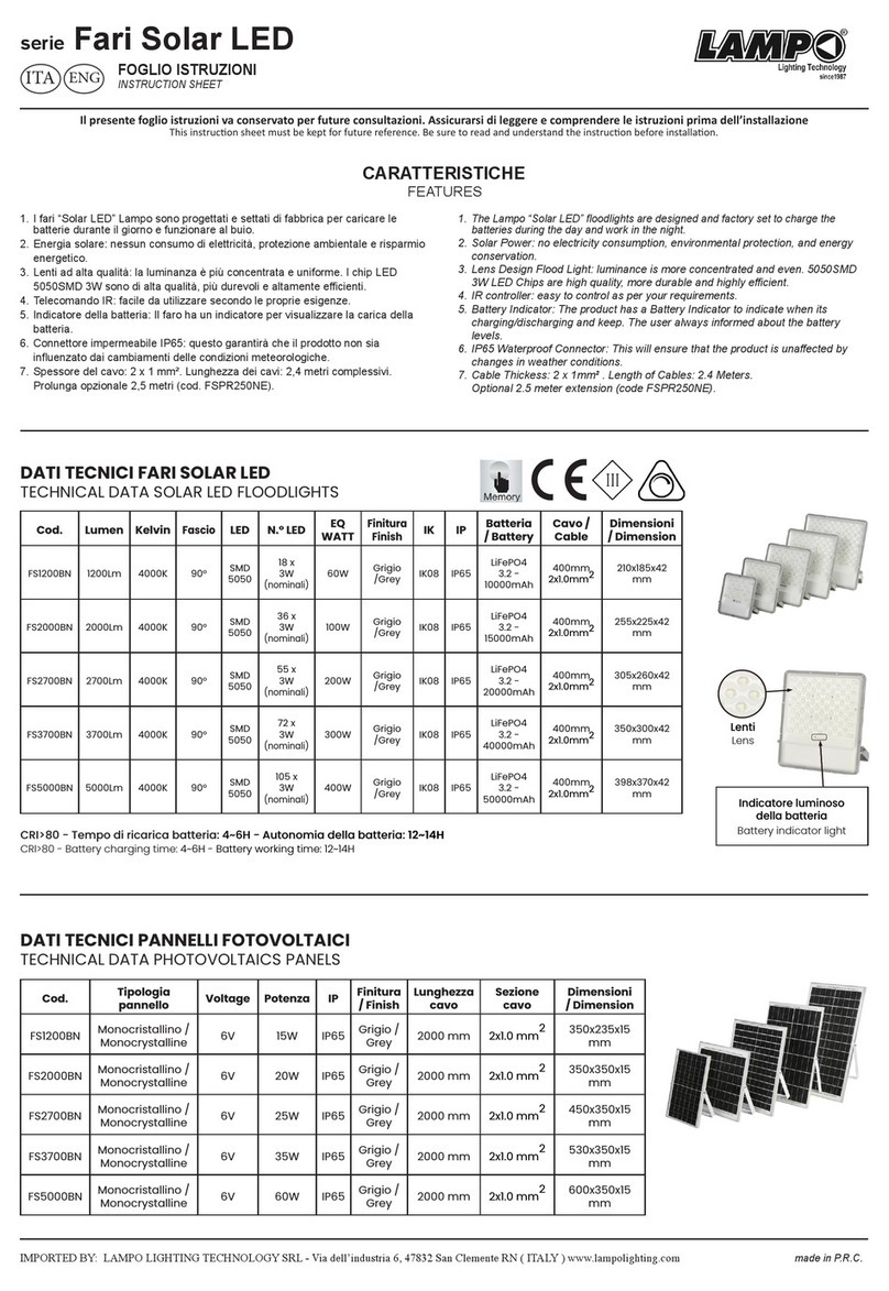 Lampo Fari Solar LED Series instruction sheet