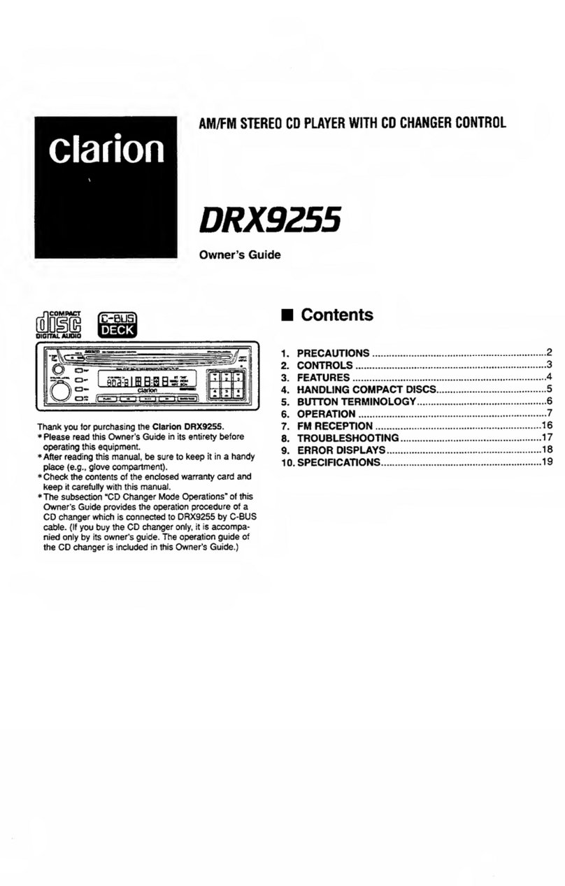 Clarion DRX9255 User manual Clarion DRX9255 User manual