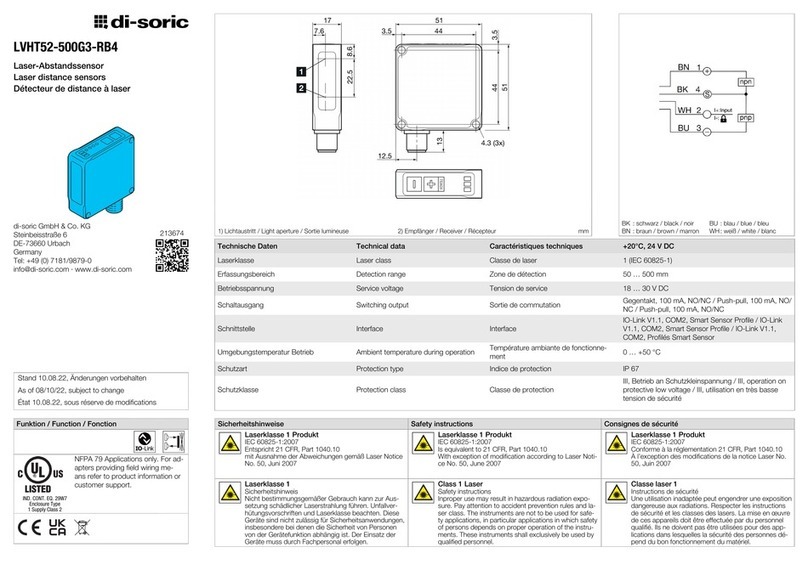 Di-soric LVHT52-500G3-RB4 manual