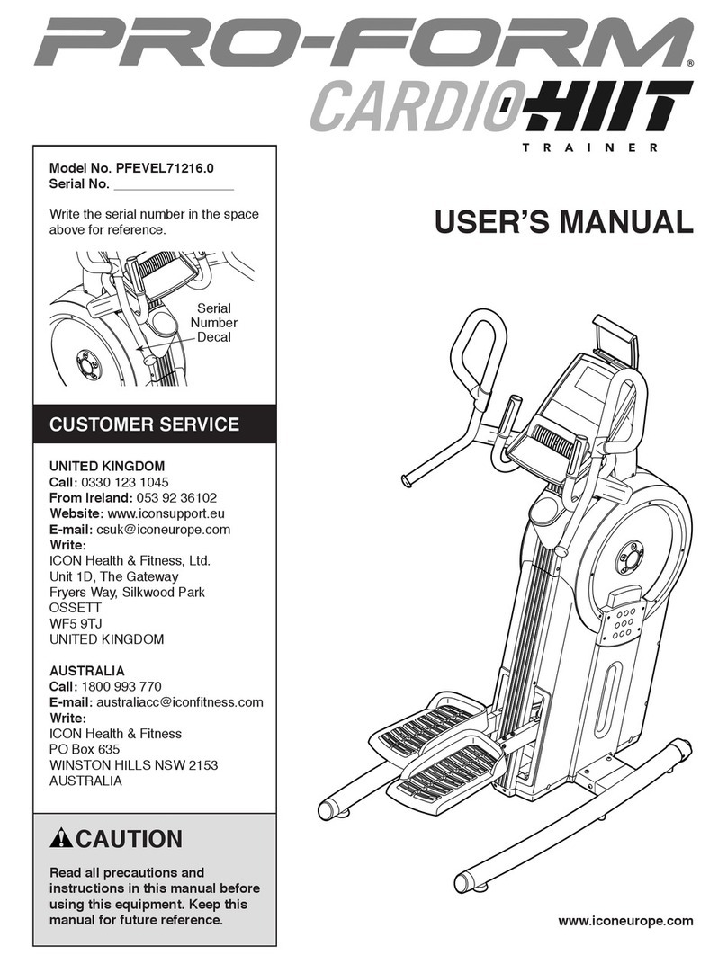 ICON Health & Fitness PROFORM CARDIO HIIT TRAINER User manual
