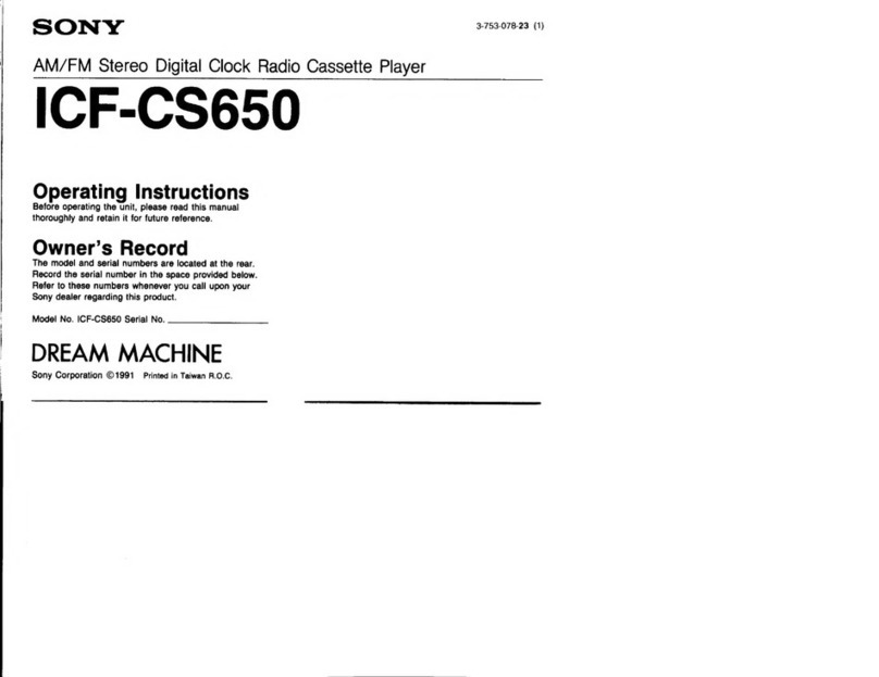 Sony DREAM MACHINE ICF-CS650 operating instructions