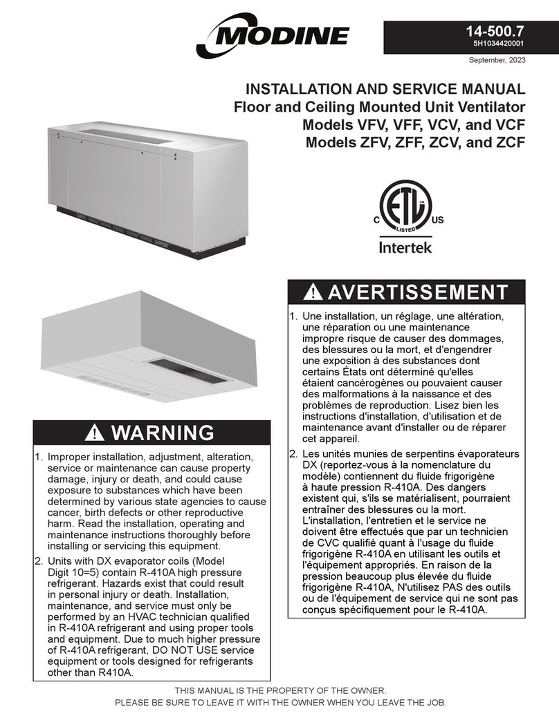 Modine Manufacturing VFV Series Installation and service manual