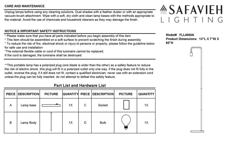 Safavieh Lighting FLL4060A quick start guide