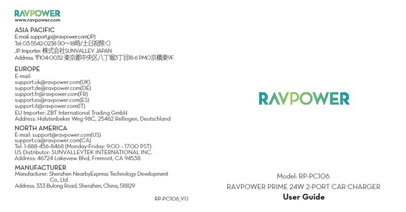 Ravpower PRIME RP-PC106 user guide