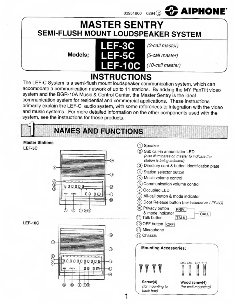 Aiphone LEF-3C instructions