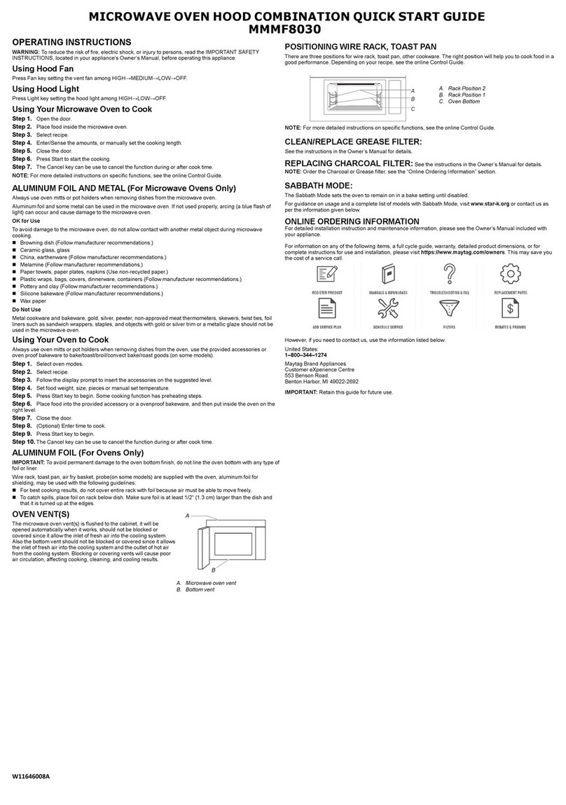 Maytag MMMF8030 quick start guide