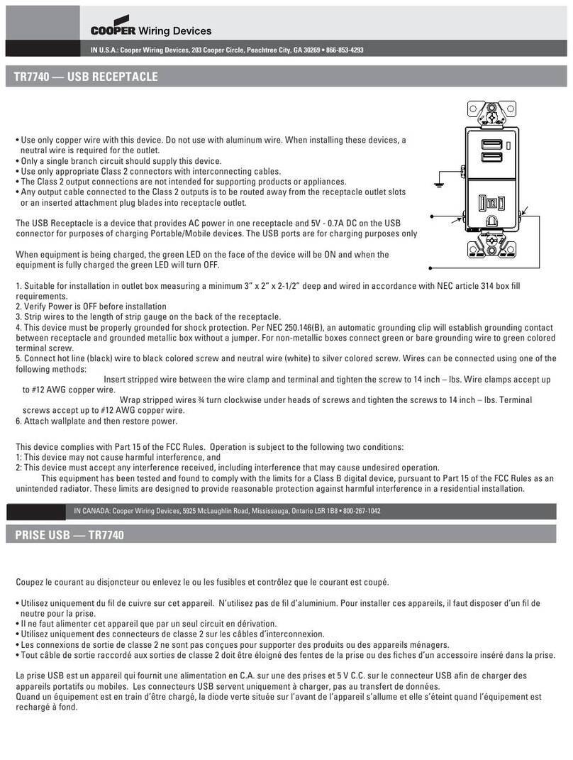 Cooper Wiring Devices TR7740 User manual