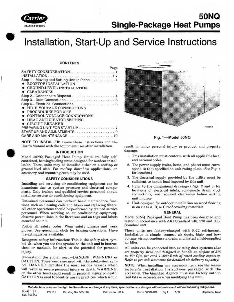 Carrier 50NQ Dimensions and installation guide