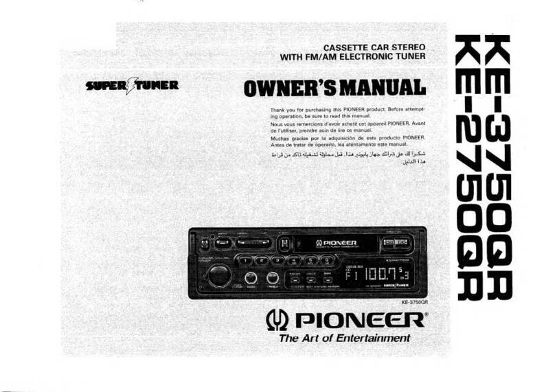 Pioneer SUPERTUNER KE-3750QR owner's manual