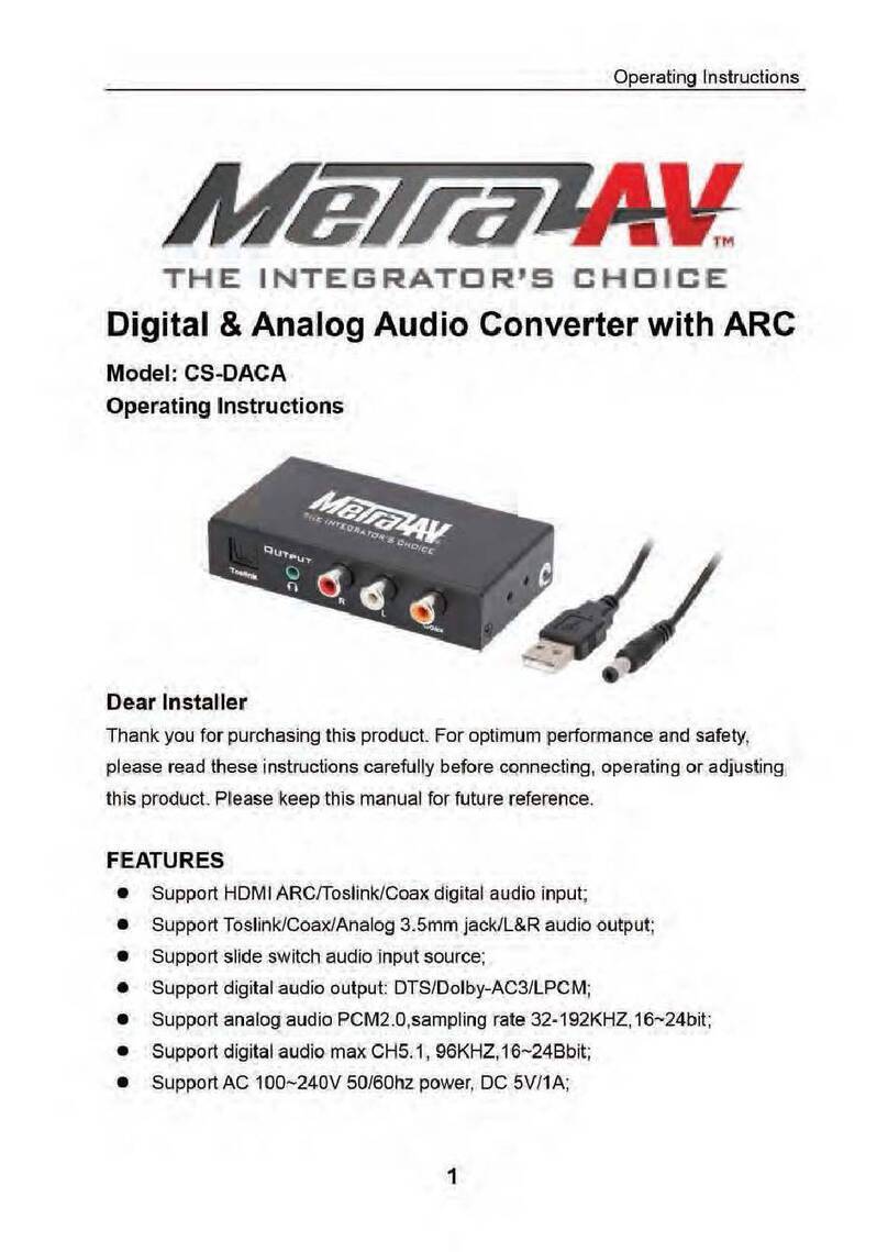 Metra Electronics AV CS-DACA operating instructions