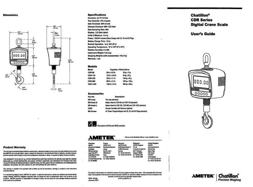 Ametek Chatillon CDR Series user guide