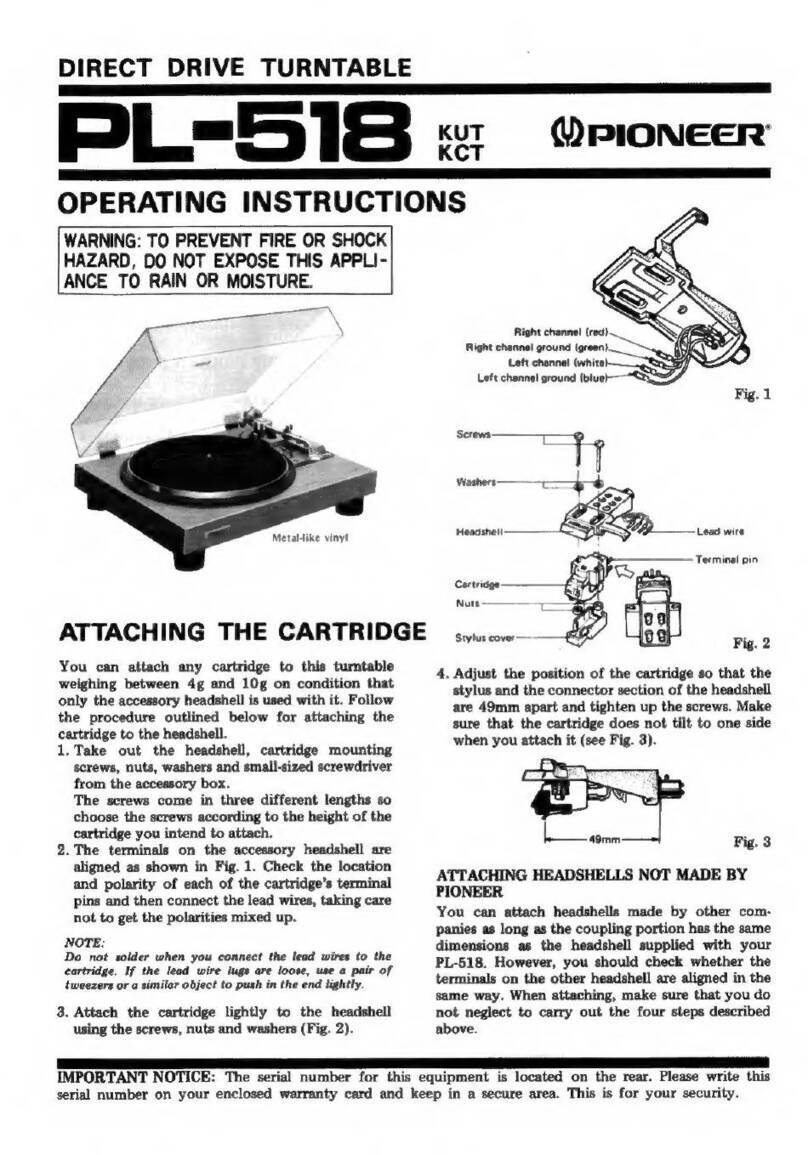 Pioneer PL-518 KUT operating instructions