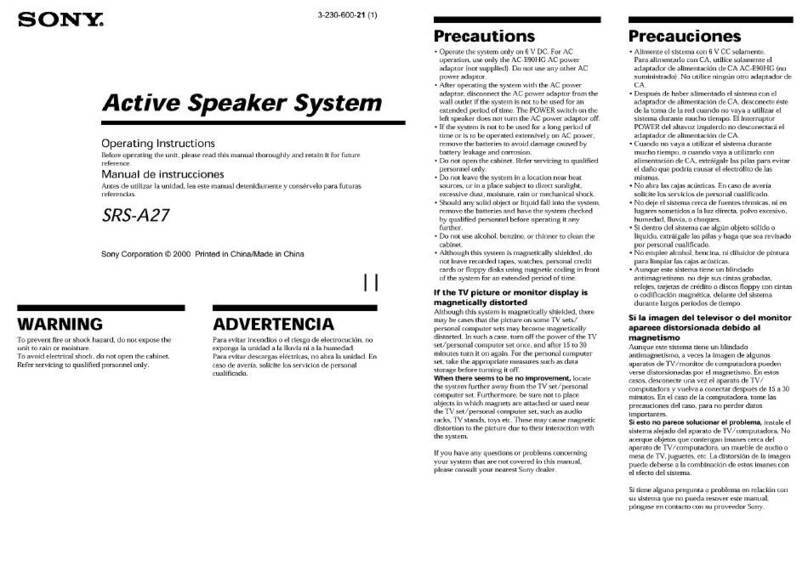 Sony SRS-A27 - Desktop Personal Speakers User manual Sony SRS-A27 - Desktop Personal Speakers User manual
