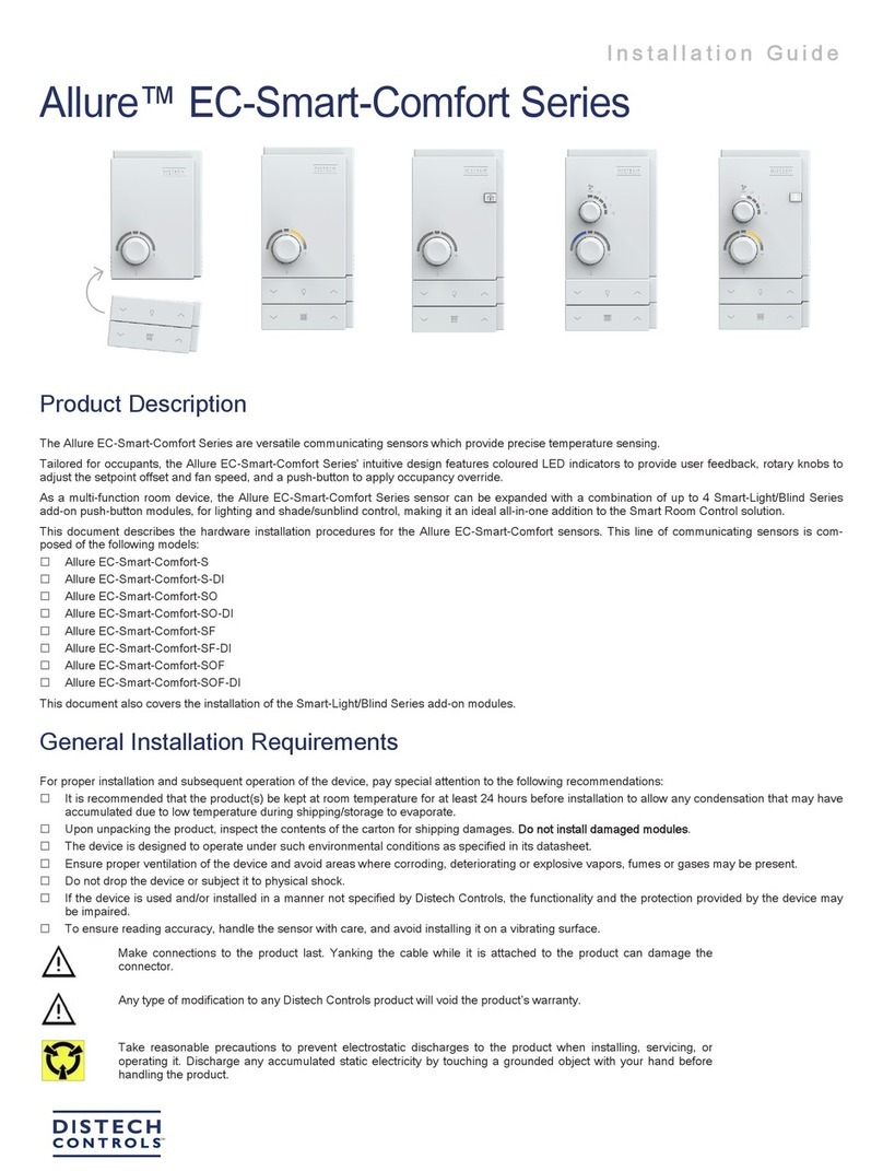 Distech Controls Allure EC-Smart-Comfort Series installation guide Distech Controls Allure EC-Smart-Comfort Series installation guide