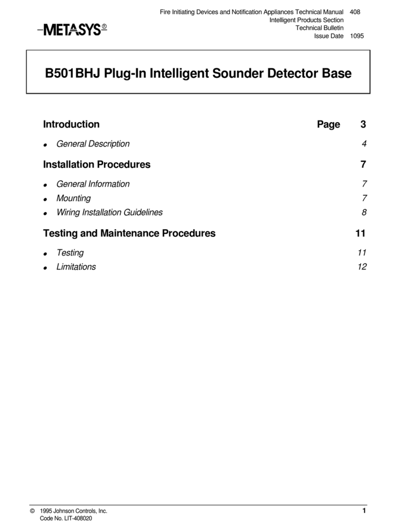Johnson Controls METASYS B501BHJ User manual Johnson Controls METASYS B501BHJ User manual