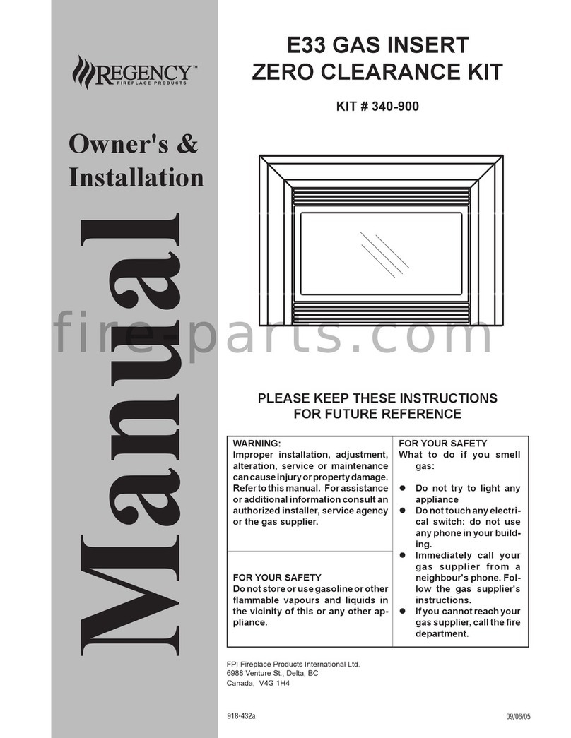 Regency Fireplace Products 340-900 Quick start guide Regency Fireplace Products 340-900 Quick start guide