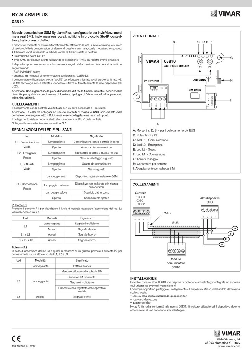 Vimar BY-ALARM PLUS User manual