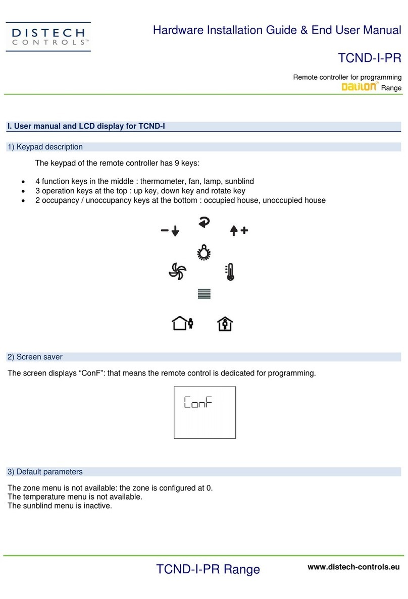 Distech Controls TCND-I-PR Hardware installation guide