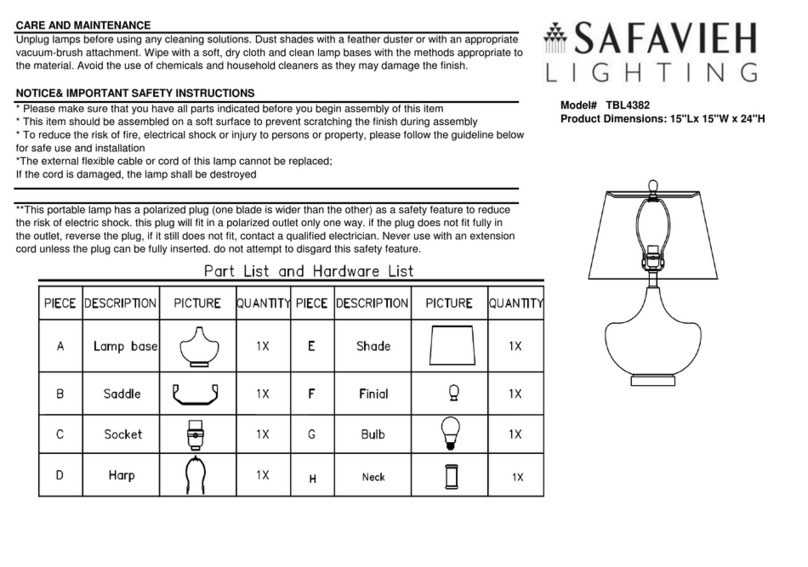 Safavieh Lighting TBL4382 instructions
