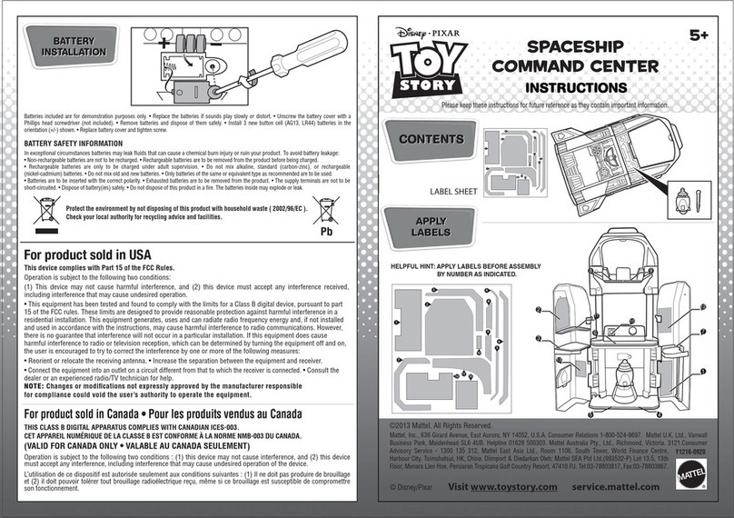 Mattel Disney Pixar Toy Story Spaceship Command Center... User manual
