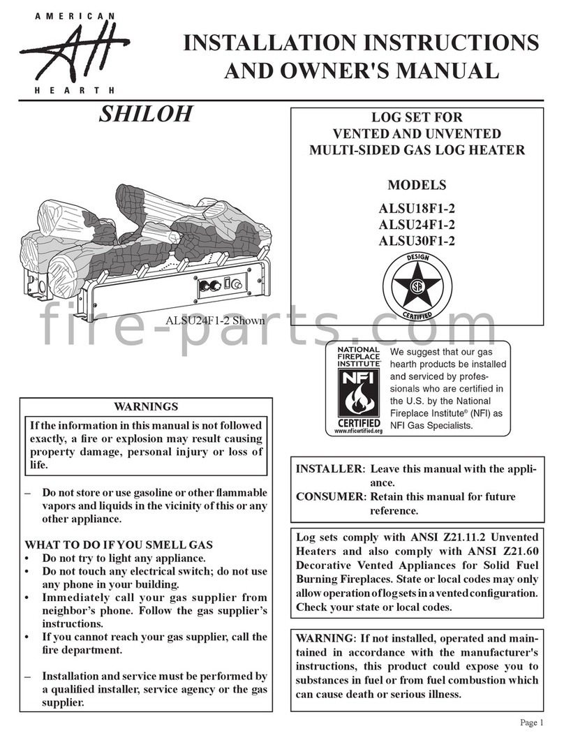 American Hearth SHILON ALSU18F1-2 Installation instructions and owner's manual American Hearth SHILON ALSU18F1-2 Installation instructions and owner's manual