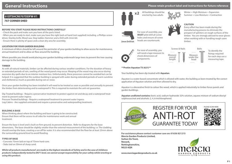 Mercia Garden Products 01DTSHCR0707DDFW-V1 User manual