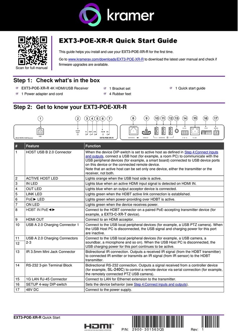 Kramer EXT3-POE-XR-R quick start guide