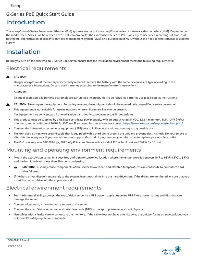 Johnson Controls exacqVision G Series User manual