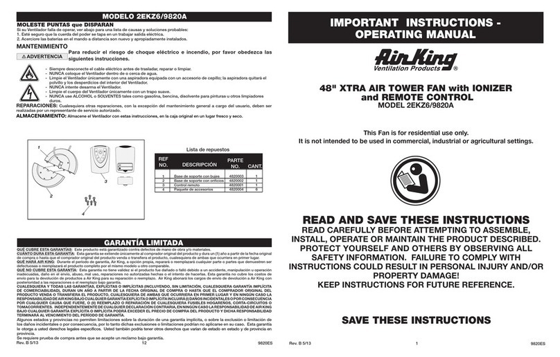 Air King 2EKZ6/9820A Owner's manual