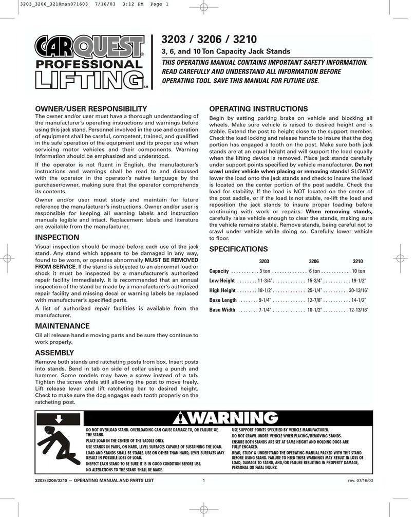 CARQUEST 3203 operating manual