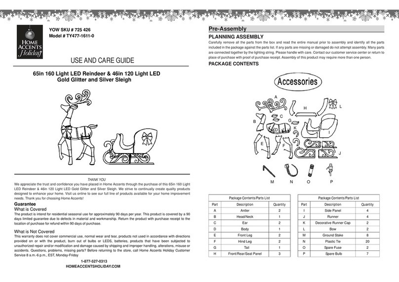 Home Accents Holiday TY477-1611-0 Use and care guide
