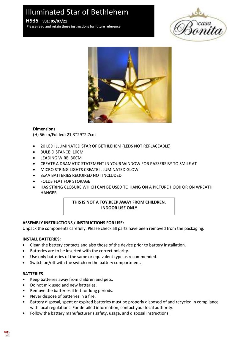 Casa Bonita Illuminated Star of Bethlehem Instructions for use